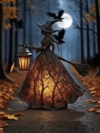 🧙‍‍♀️ Lampa czarownicy na Halloween, straszna gotycka dekoracja w kształcie latarni, wyjątkowa dekoracyjna figurka lampy stołowej, lampka nocna na nogach, odpowiednia do domu, ganku, biura, dekoracji na imprezę, może służyć jako prezent na Halloween.