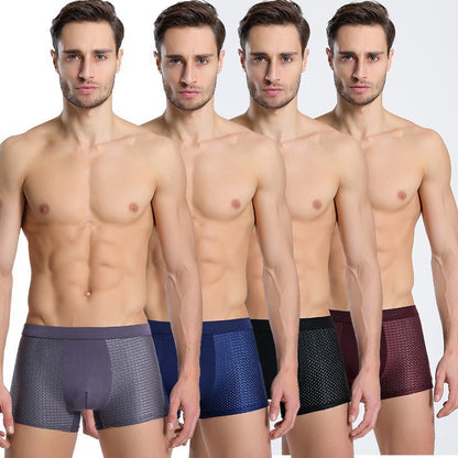 🔥50% de descuento【Compre 3, obtenga 3 gratis】Calzoncillos bóxer de seda helada de malla para hombre 2025 Primavera Verano