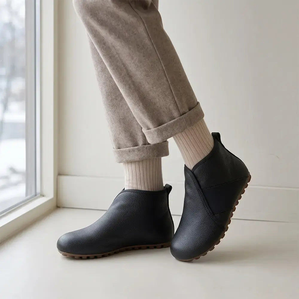 【35-40】Damskie buty ocieplane na wysokiej cholewce – wsuwane, ciepłe, dla seniorek i mam