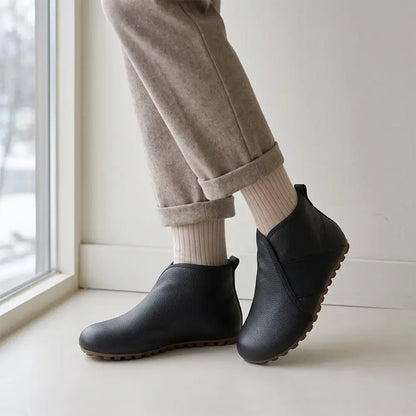 【35-40】Damskie buty ocieplane na wysokiej cholewce – wsuwane, ciepłe, dla seniorek i mam