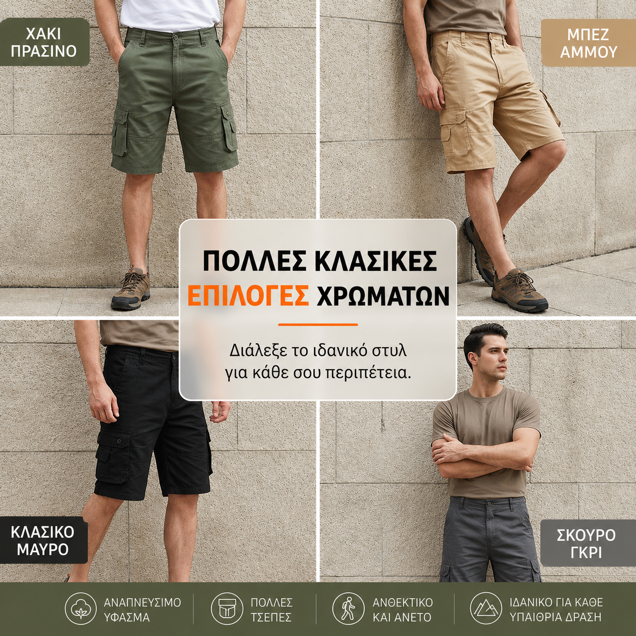 🩳50% ΕΚΠΤΩΣΗ🏕️Ανδρικά σορτς τύπου «cargo» για υπαίθριες δραστηριότητες – Με πολλές τσέπες και αναπνεύσιμα