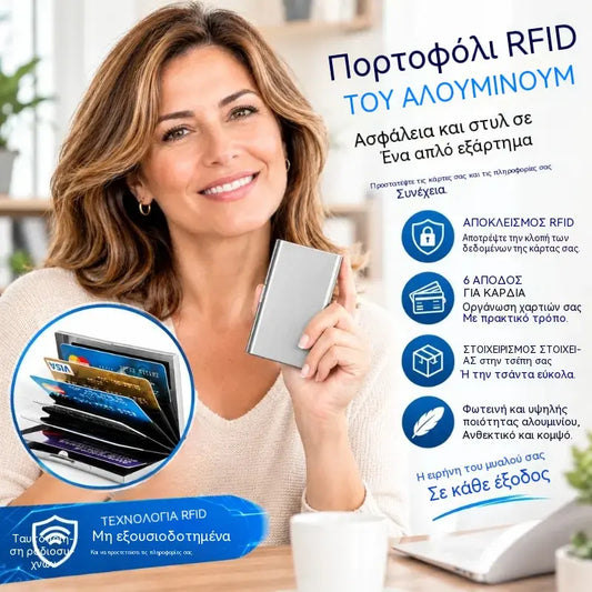 🛡️✨ Μεταλλική θήκη καρτών από ανοξείδωτο ατσάλι με προστασία RFID – Αντιμαγνητικό πορτοφόλι καρτών, μικρό και φορητό 💳
