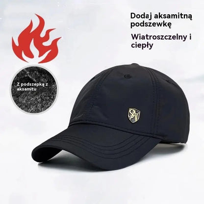 🧢⛄Męska ciepła czapka jesienno-zimowa, czapka z daszkiem z podszewką z polaru i osłoną przeciwsłoneczną