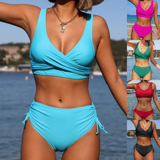 🏖️👙【Popust na novi proizvod】🌴【S-3XL】Novi ženski jednostavni jednobojni, brzosušeći, udobni, prozračni bikini kupaći kostim za ljeto 2026.