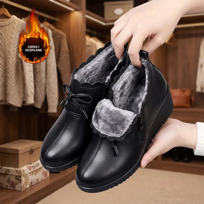 【35-41】Damskie buty na koturnie ze spiczastym noskiem – miękkie, stylowe, ocieplone, uniwersalne, idealne do pracy