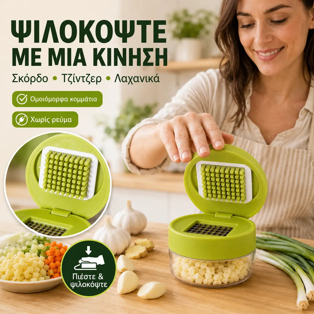 2 είδη για 28 ευρώ【2 τεμάχια】🧄Χειροκίνητος τεμαχιστής σκόρδου και τζίντζερ: Πολυλειτουργική συσκευή κουζίνας, θραυστήρας για λαχανικά και παιδικές τροφές