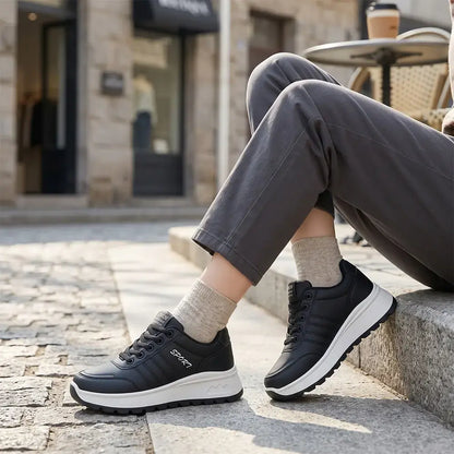 【35-40】Nowe damskie buty do biegania w stylu retro – z grubą podeszwą, na sznurówki, idealne na jesień i zimę