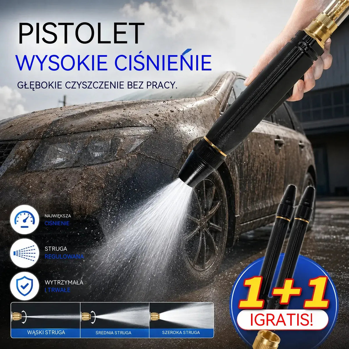【Dysza do pistoletu na wodę pod wysokim ciśnieniem + złączka】2 zestaw 89 zł.🔥 Wysokociśnieniowy pistolet natryskowy do użytku domowego