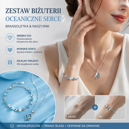 Zestaw bransoletki i naszyjnika ze srebra 925 – Heart of the Ocean