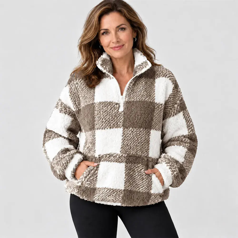 【S-5XL】🌸Niezwykle miękki polarowy sweter w kratę, który zapewnia ciepło!🧊🔥