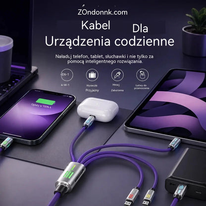 🔥Kup 1, a 1 dostaniesz gratis! 🔥Kabel ładujący LED 4 w 1⚡📱