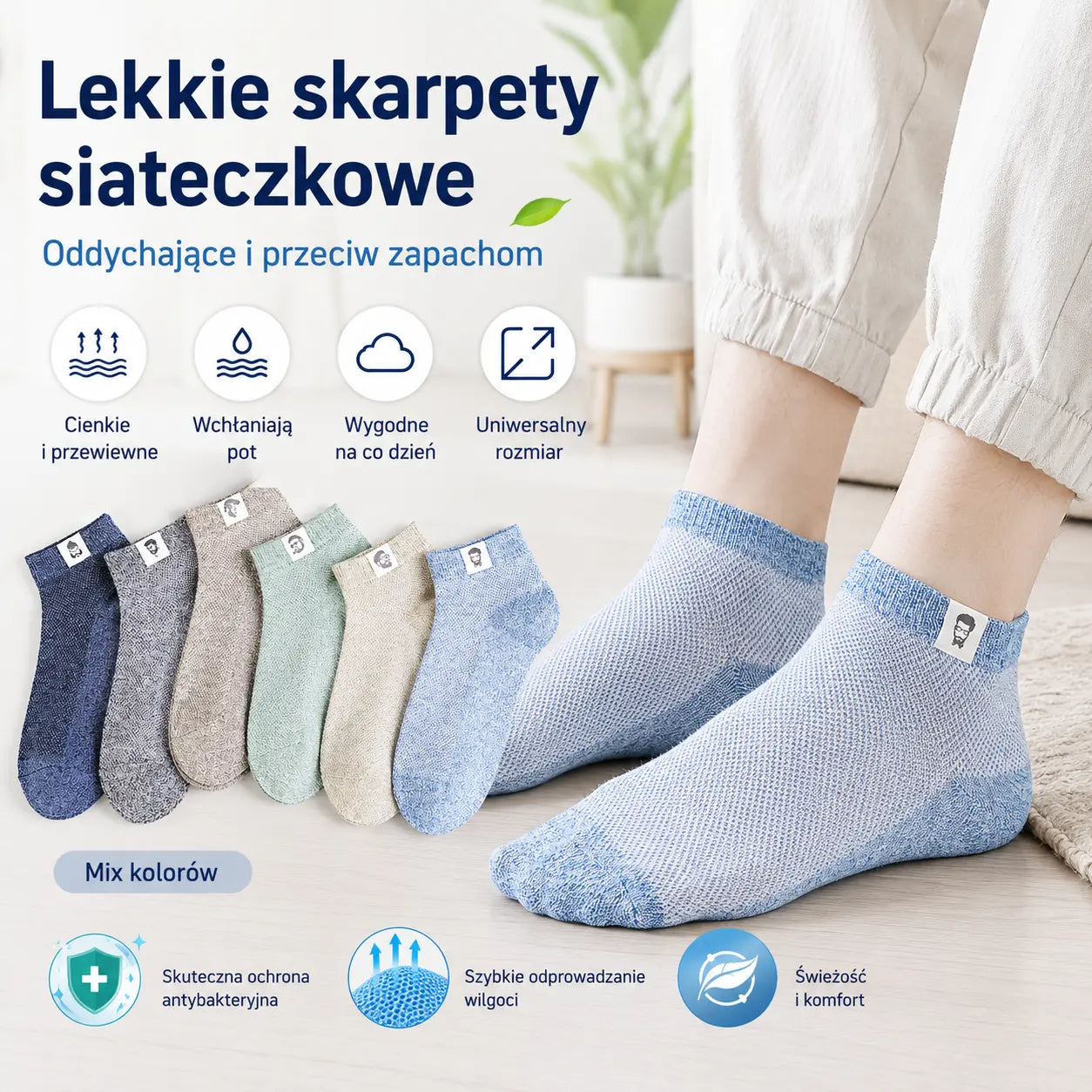10 par za 99zł🔥⚡🧦Męskie oddychające skarpetki antybakteryjne i odporne na zapachy