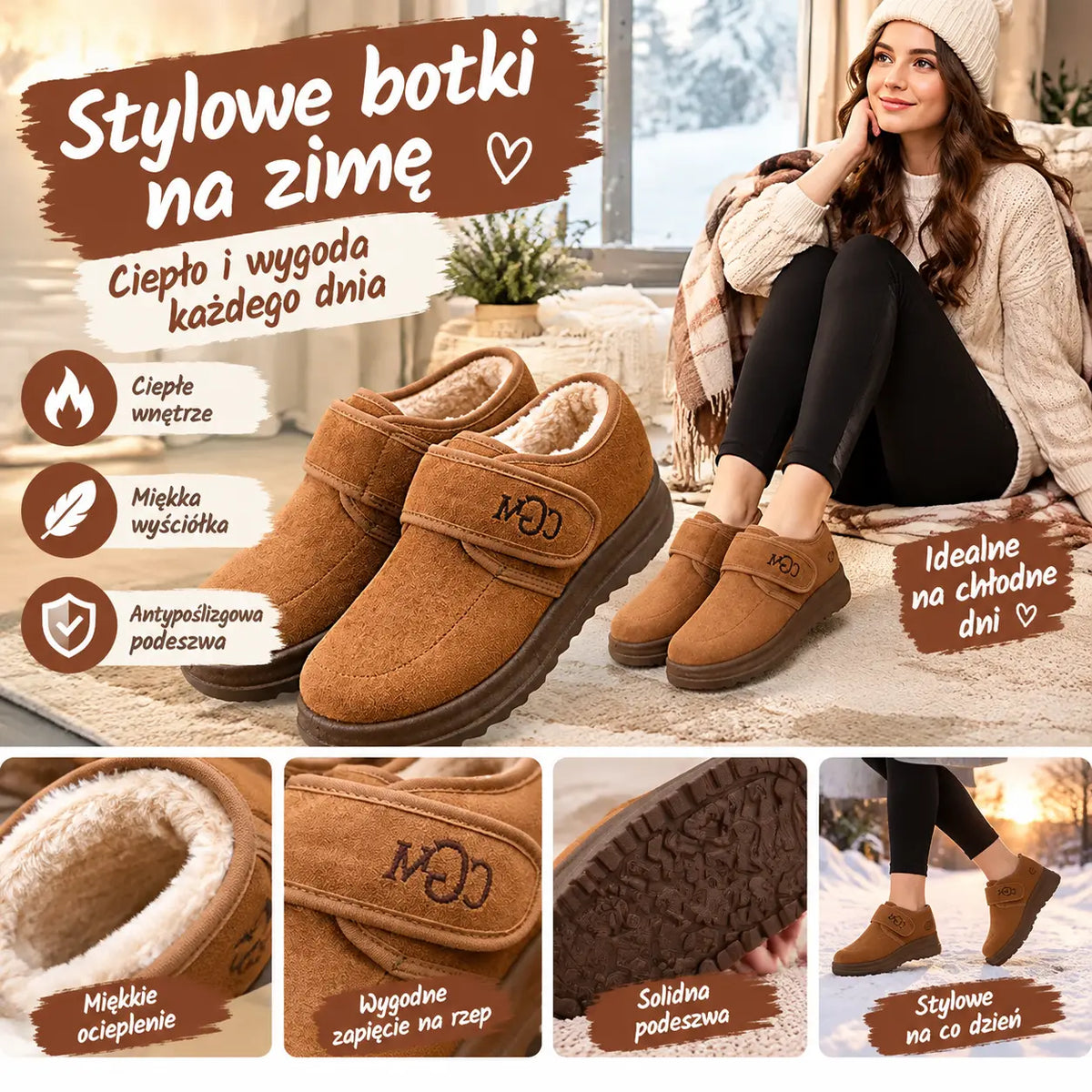 🏆😍30% zniżki!🔥【36-41】Modne, zimowe, krótkie buty w nowym stylu dla kobiet z pluszowymi śniegowcami