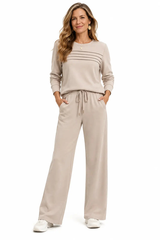 ✨【Zniżka ograniczona czasowo】【S–3XL】✨Elegancki zestaw z dekoltem w serek wykonany z bawełny i lnu, dopasowany krój, wygodny, przewiewny i stylowy na każdą okazję