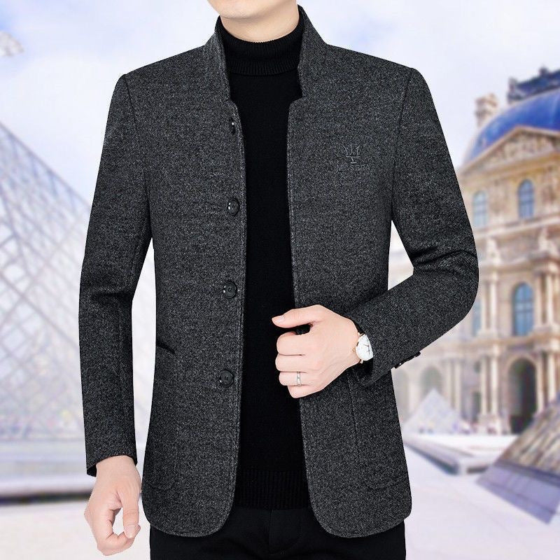 ⛄️🤗【M–4XL】🔥 Νέο μπουφάν με γιακά – χοντρό ανδρικό μάλλινο πουλόβερ με βελουτέ επένδυση – Φθινόπωρο/Χειμώνας