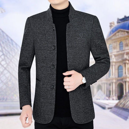 ⛄️🤗【M–4XL】🔥 Νέο μπουφάν με γιακά – χοντρό ανδρικό μάλλινο πουλόβερ με βελουτέ επένδυση – Φθινόπωρο/Χειμώνας