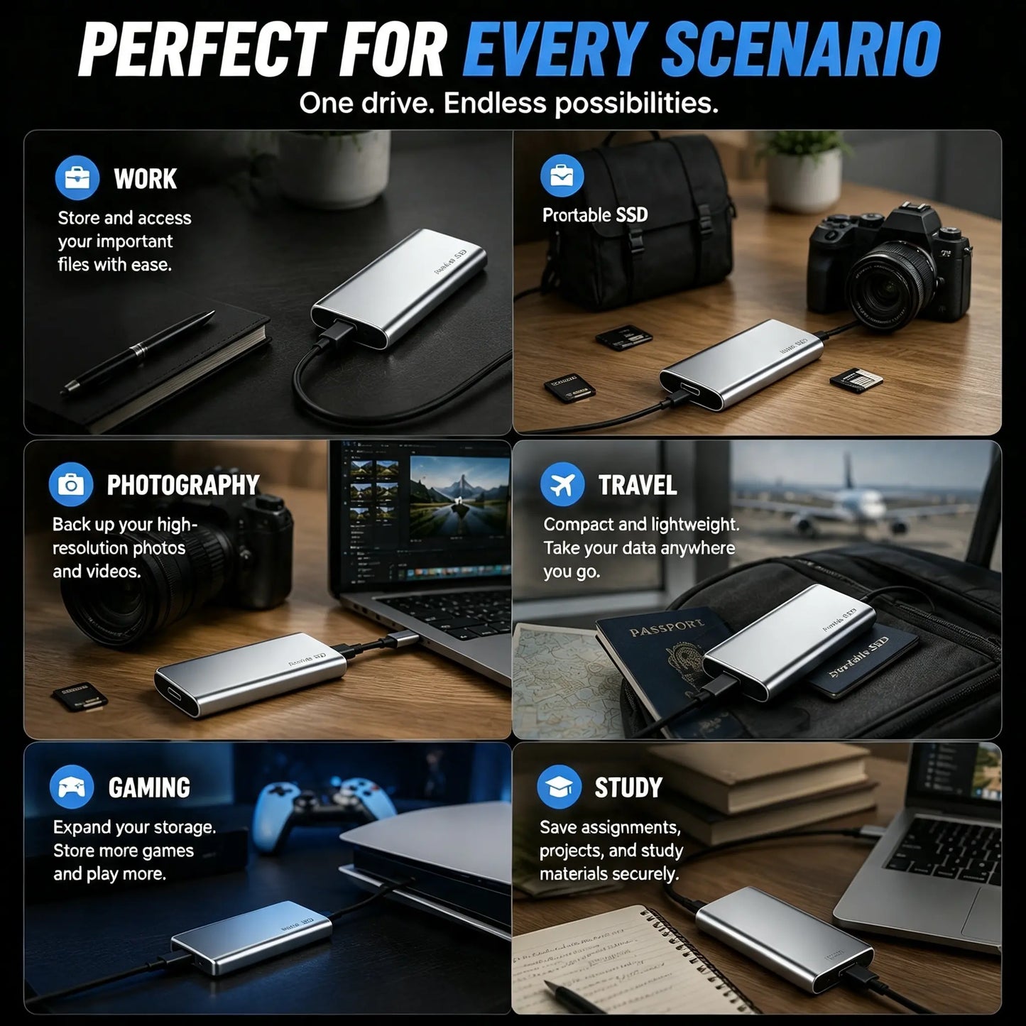 Posledný deň 50% zľavy - Prenosný externý SSD disk - Chráňte svoje fotografie, videá a dôležité súbory.