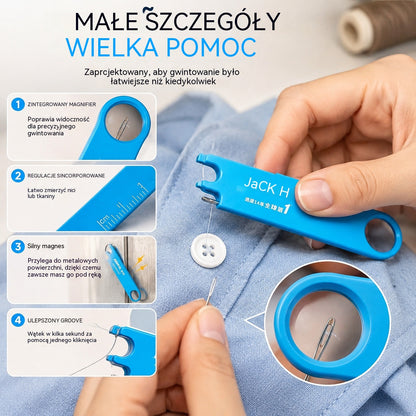 🧵✨Nawlekacz igieł 4 w 1🔥 Nawlekanie nici w kilka sekund bez wysiłku! Z lupą, linijką i magnetyczną podstawą