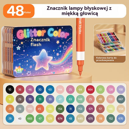 【24/36/48/60 kolorów】🔥✨️Zestaw dwustronnych zakreślaczy flash
