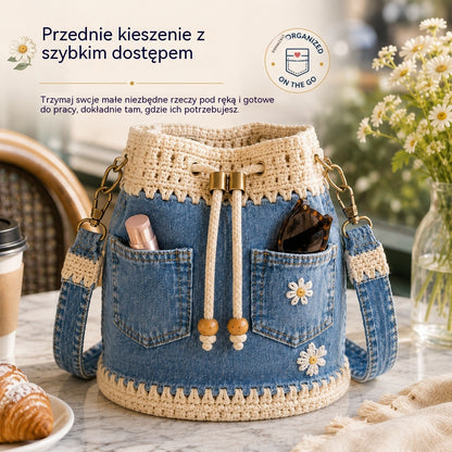 Tkana torba jeansowa w stylu boho, która dopełni każdą stylizację ✨
