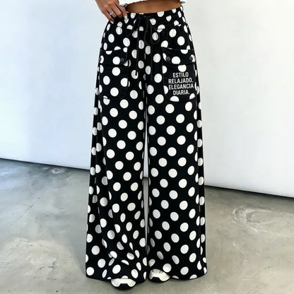 👖🌸【S-3XL】Γυναικείο παντελόνι σε φαρδιά γραμμή με πουά μοτίβο🎨