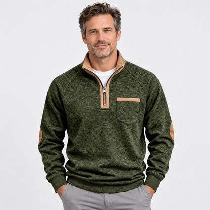 ✨🧥【1 sztuka, S–3XL】Męska ocieplana bluza z zapięciem do połowy długości i kontrastowymi detalami – styl retro, wygodny krój oraz ciepły materiał.