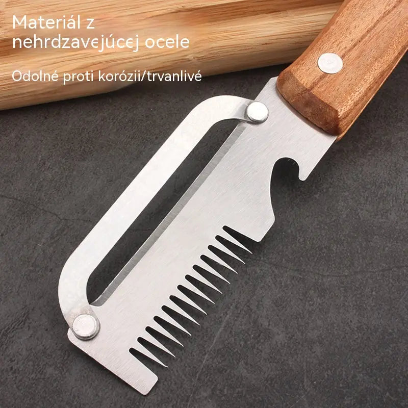 ✅Kupte 1 a získejte 1 zdarma (celkem dva kusy)🧅🔪 Multifunkční kuchyňská škrabka 3 v 1: Loupe, seká a otevírá láhve! 🔥