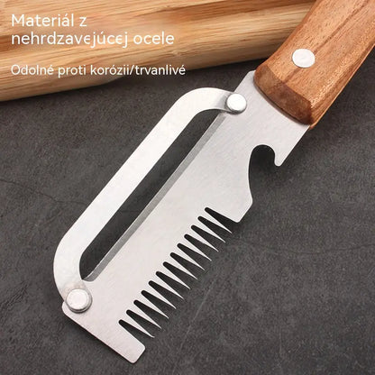 ✅Kupte 1 a získejte 1 zdarma (celkem dva kusy)🧅🔪 Multifunkční kuchyňská škrabka 3 v 1: Loupe, seká a otevírá láhve! 🔥