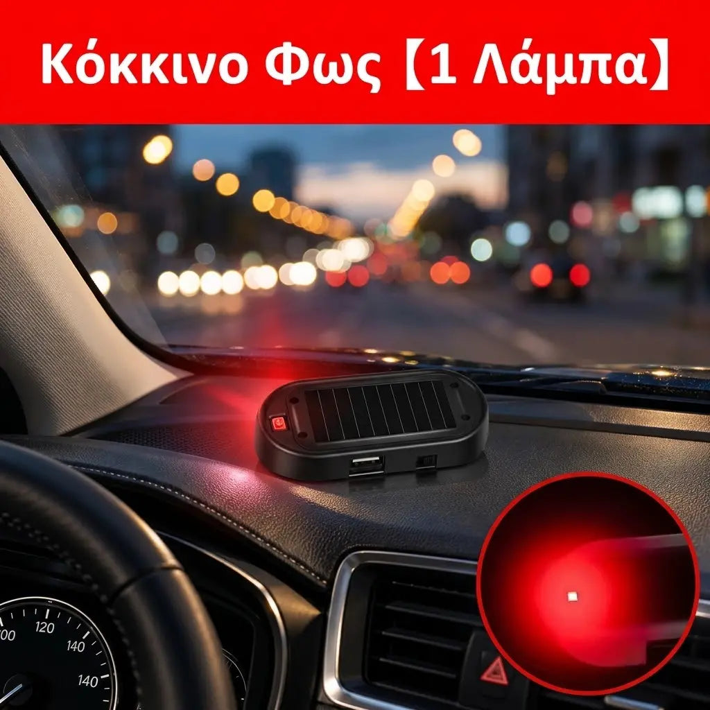 1 τεμάχιο 24€ 🎁🚗💥 Συμπαγές ηλιακό προειδοποιητικό φως LED κατά της κλοπής