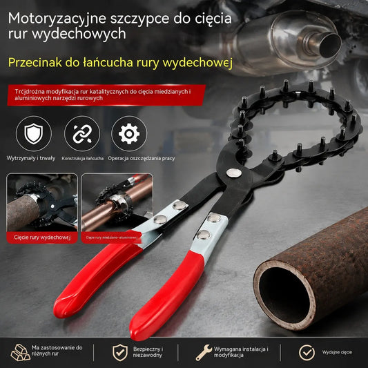 Szczypce do cięcia miedzianych i aluminiowych rur wydechowych w samochodach.