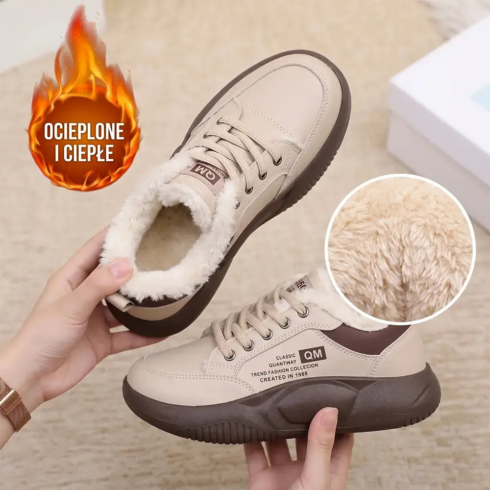 Damskie buty zimowe ocieplane – sportowe, gruba podeszwa, w stylu koreańskim, uniwersalne, typu dad shoes