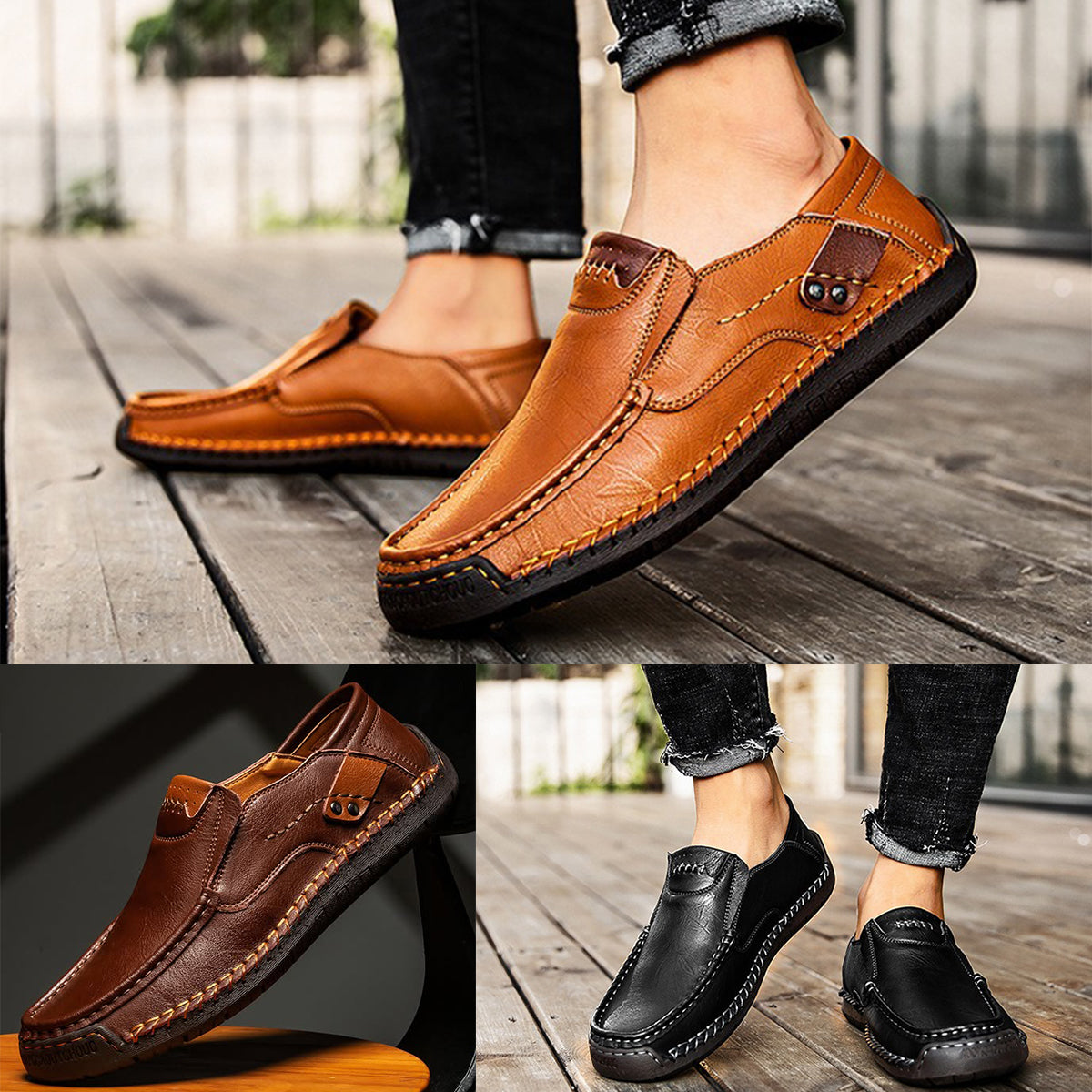 【38-48】Mocasini din piele, model casual, mărime mare, făcuți manual, pentru bărbați