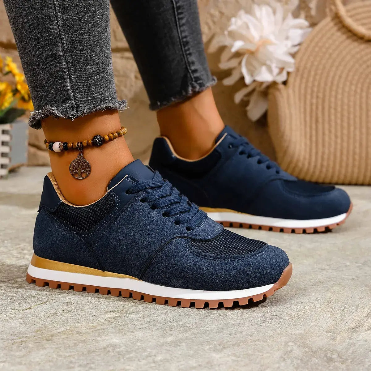 【36-43】Nowe damskie buty sportowe na sznurówki – lekkie, wygodne, oddychające, w dużych rozmiarach, idealne na co dzień