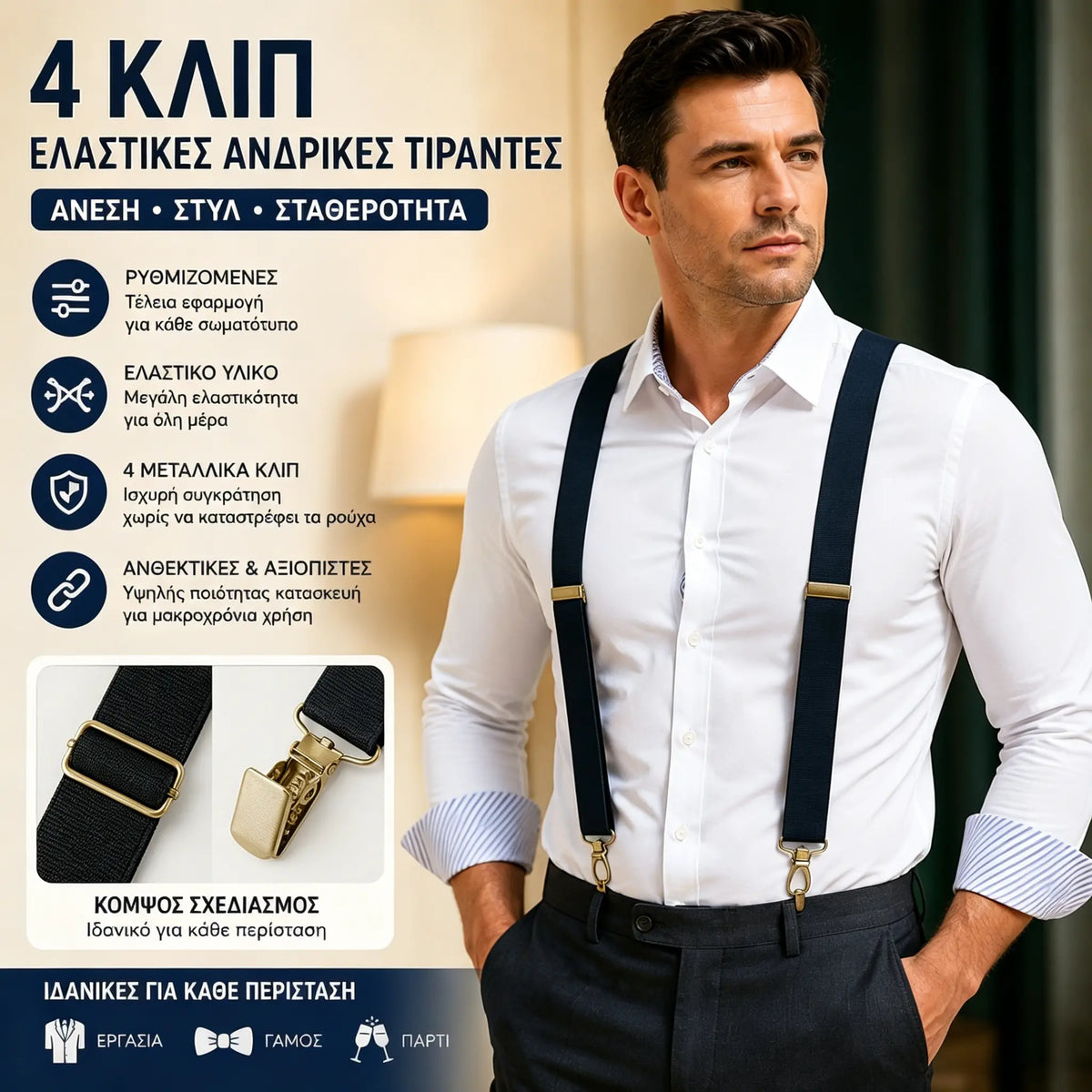 📢📢50% ΕΚΠΤΩΣΗ!! 🧷Ανδρικές τιράντες X-Back με κλιπς🧷