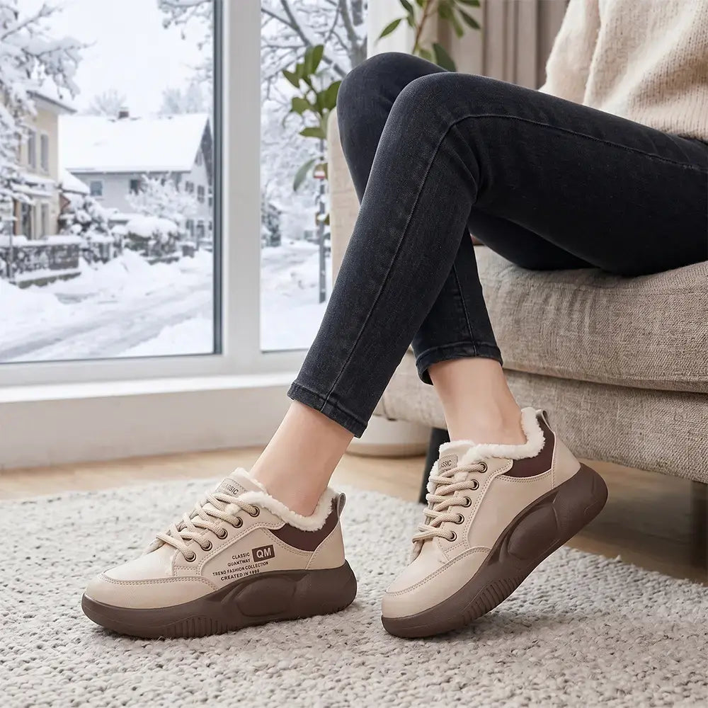 Damskie buty zimowe ocieplane – sportowe, gruba podeszwa, w stylu koreańskim, uniwersalne, typu dad shoes
