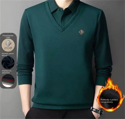 👔🔥【M-4XL】Νέα ανδρική χειμερινή μπλούζα πόλο για άνδρες μέσης ηλικίας – σε μεγάλα μεγέθη, με γιακά και επένδυση fleece.