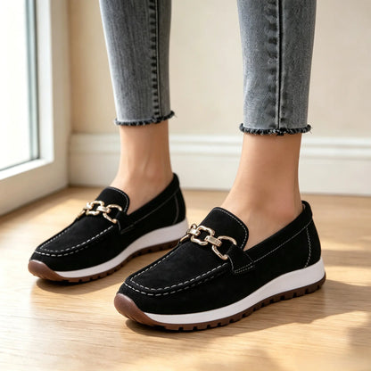 Damskie mokasyny wsuwane w stylu retro – wygodne, płaskie buty na co dzień – oddychające buty do chodzenia w stylu vintage