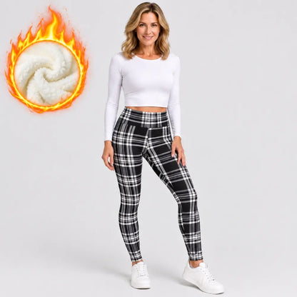 【S-2XL/4 kolory】Grube, drukowane spodnie do jogi z podszewką z polaru, legginsy na jesień/zimę