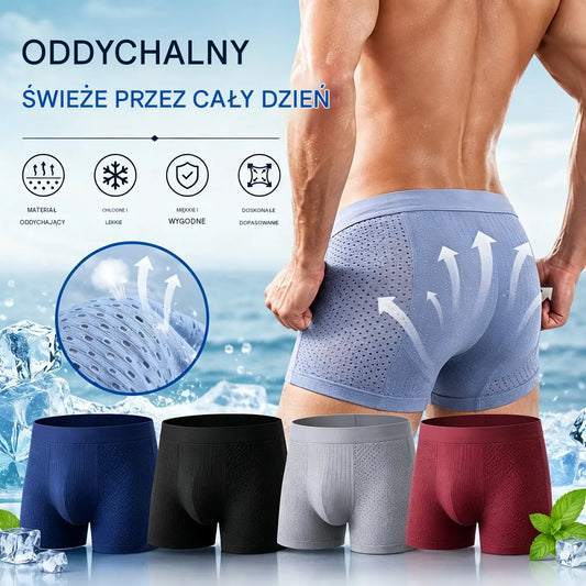 4 sztuk 109 zł. 🔥Nowe bokserki męskie z modalu Ice Silk, duże rozmiary, z siateczką antybakteryjną