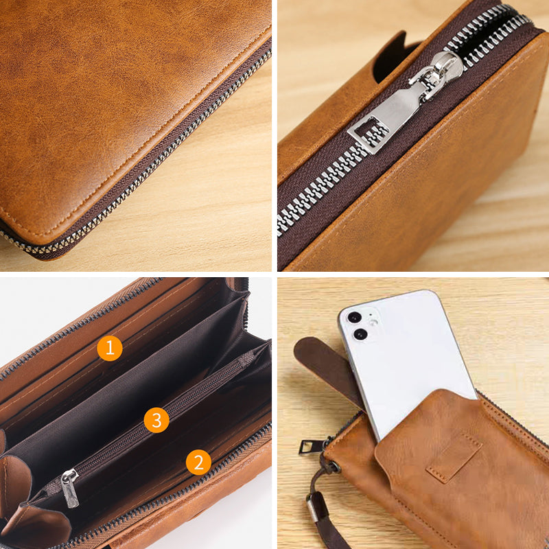 💼【Lucrat manual】Portofel bărbătesc multifuncțional din piele naturală, lucrat manual – Stil nou & elegant