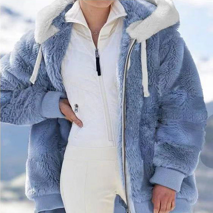 ☃️Ograničeni popust od 39%❄️【Kupite 1, dobijte 1 gratis】[S-5XL] Ženska jakna za 2025. s kontrastnim prugama od debelog pliša