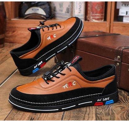 💯🔥[39-48]【Compre 1 y llévese 1 gratis】Zapatos de cuero casuales de negocios para hombre, impermeables y resistentes a las manchas, de suela blanda, cómodos de llevar.