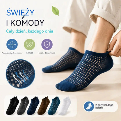 【14 par】Męskie oddychające skarpetki do kostki z siateczki – 2 pary w każdym kolorze