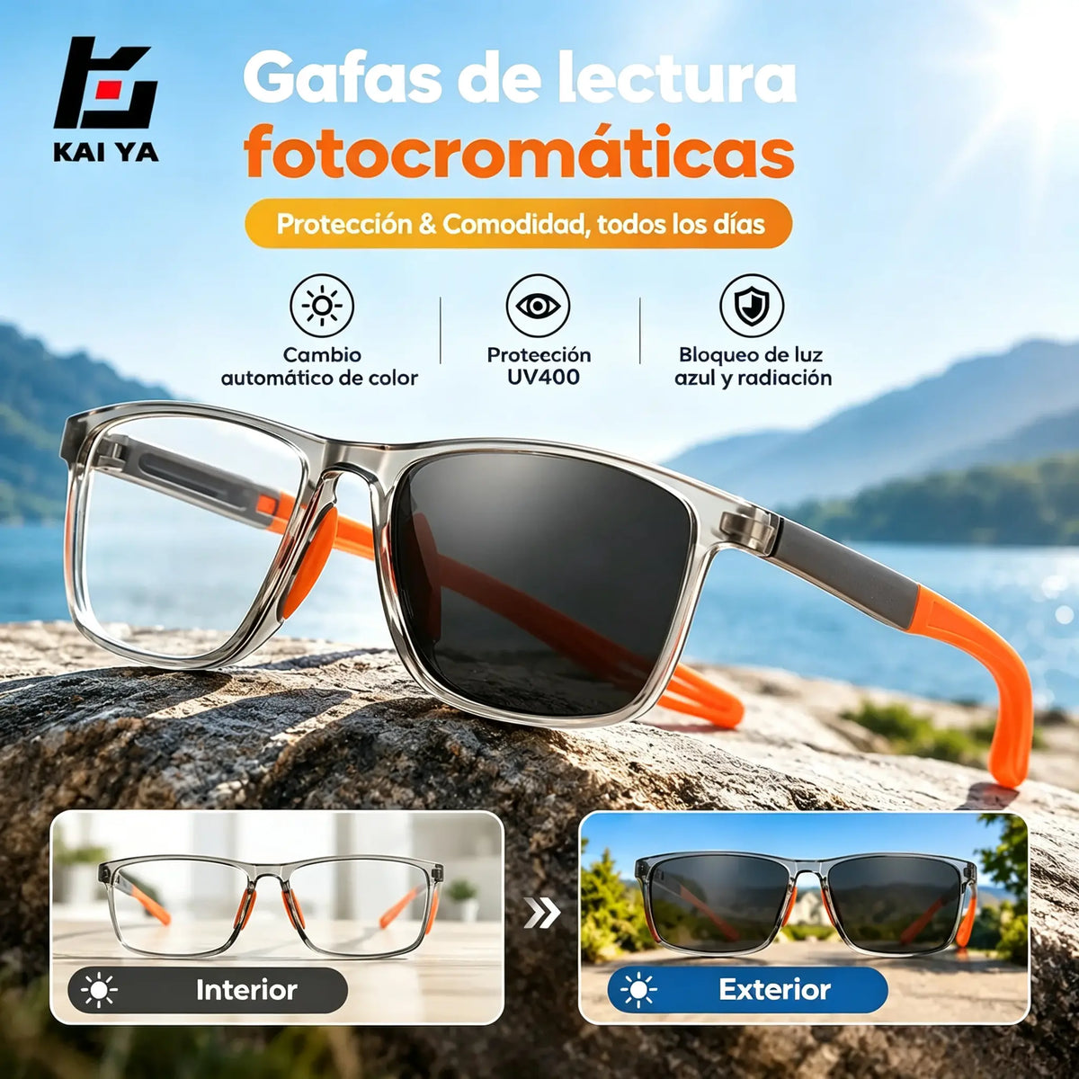 Gafas de lectura fotocromáticas, ultraligeras y de alta definición, diseñadas especialmente para personas mayores.