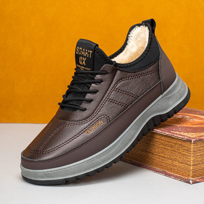 ⛄🔥【39-45】2025 Χειμερινά νέα ανδρικά casual αθλητικά παπούτσια Γνήσιο δέρμα αδιάβροχα φανελένια παπούτσια με μαλακή σόλα
