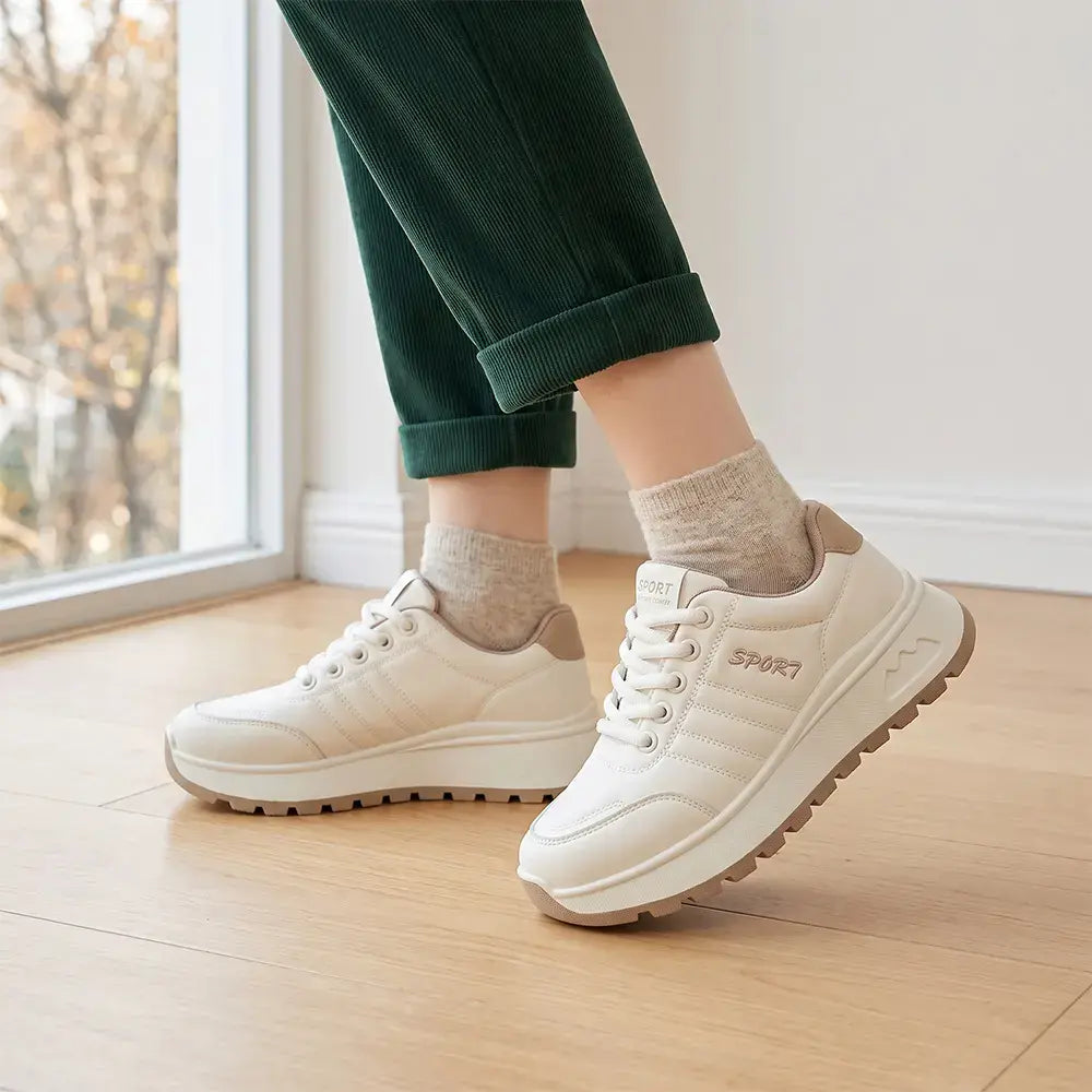【35-40】Nowe damskie buty do biegania w stylu retro – z grubą podeszwą, na sznurówki, idealne na jesień i zimę