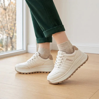 【35-40】Nowe damskie buty do biegania w stylu retro – z grubą podeszwą, na sznurówki, idealne na jesień i zimę