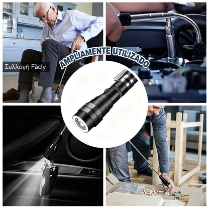 🛠🚗Μαγνητική ράβδος επισκευής αυτοκινήτου με εύκαμπτη τηλεσκοπική ταινία και φως LED 💡