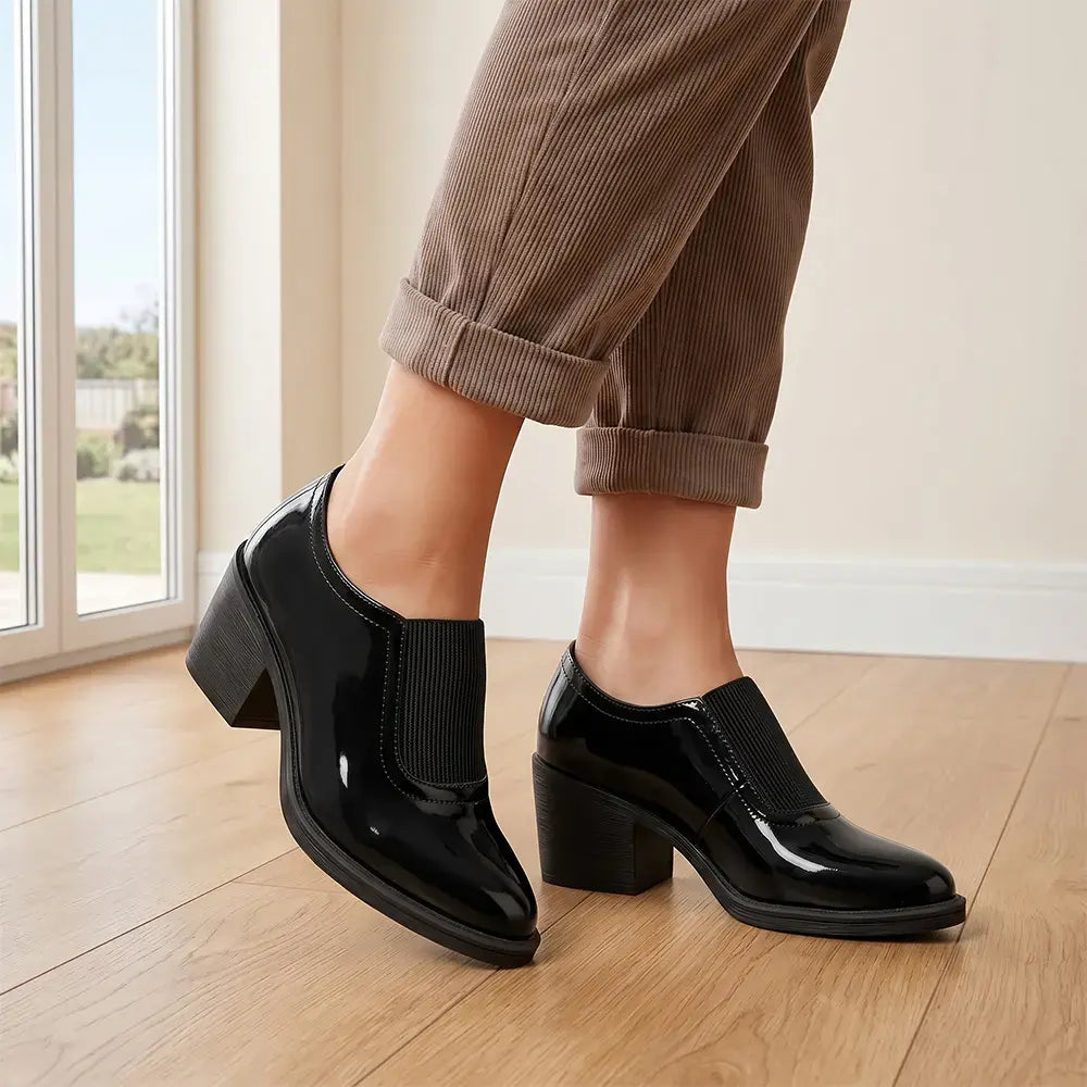 💕【Rozmiary 36–43】Stylowe, błyszczące damskie buty na słupku — Elegancki słupek; stabilne i wygodne podczas chodzenia.