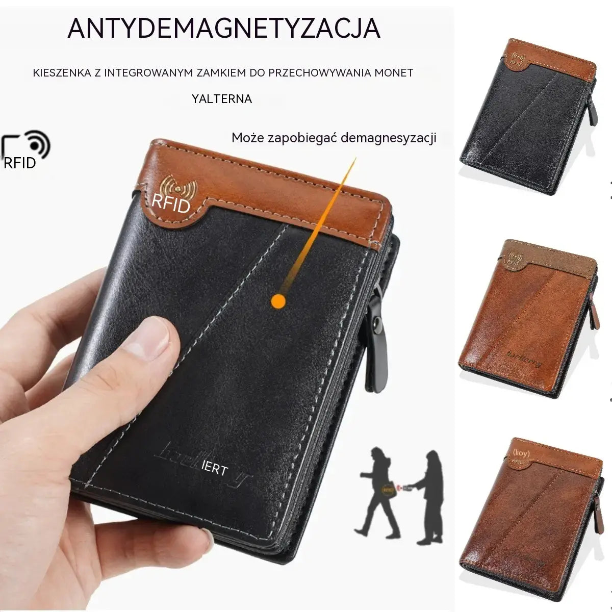 ✨Nowy, wysokiej jakości portfel męski w stylu retro z zamkiem błyskawicznym i funkcją antykradzieżową RFID.